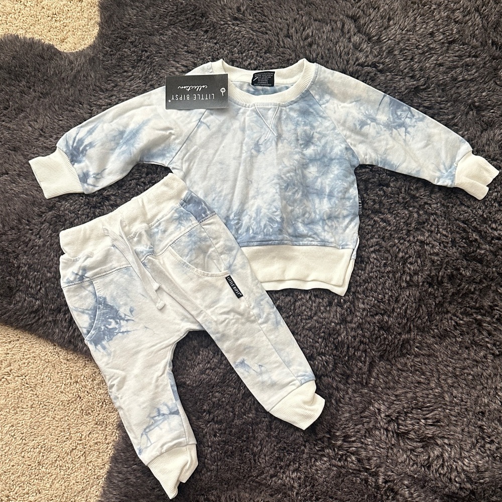 Little Bipsy Light Blue Tie-Dye Jogger Set